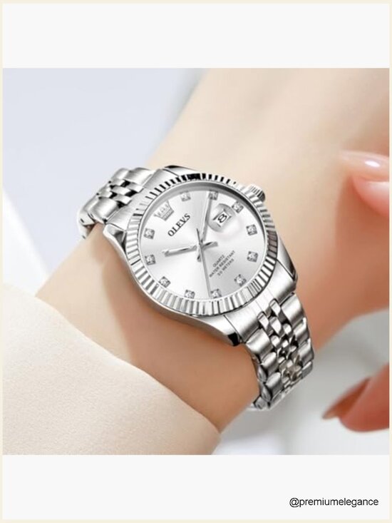 Luxury Elegant Stainless Steel Waterproof Luminous Diamond Watch for Small main image 6